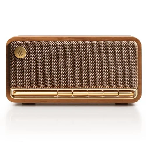Edifier Retro Wood Bluetooth Speaker, Wireless Portable speakers with 20W Stereo Sound, vintage decor speaker with AUX, USB Soundcard, Micro SD Brown - Edifier