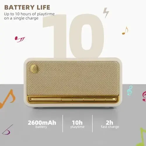 Edifier Retro Wood Bluetooth Speaker, Wireless Portable Speakers with 20W Stereo Sound, Vintage Decor Speaker with AUX,USB Soundcard Micro SD White - 4