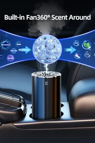 EDKCXB Smart Car Air Fresheners,7 Colors Breathing Light,Auto On/Off,80ml Fragrance Lasts 6 Months,Portable USB Aromatherapy Diffuser for Car Home Office Bedroom,Black Frosted,Cologne - 5