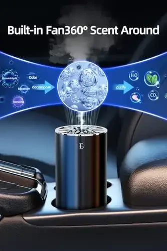 EDKCXB Smart Car Air Fresheners, 7 Colors Breathing Light, Auto On/Off, 80ml Fragrance Lasts 6 Months, Portable USB Aromatherapy Diffuser for Car Home Office Bedroom, Blue Frosted, Cologne - 6