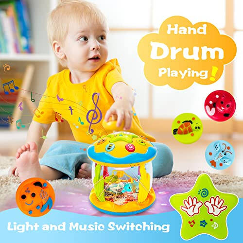 Ednzion Baby Toys 6 to 12 Months - Ocean Rotating Light Up Musical Crawling Toy for Infants, Tummy Time Toys for 6-12 Months, 1 Year Old Boy Girl Gifts, Interactive Toddler Toy - 3