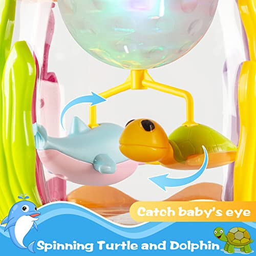 Ednzion Baby Toys 6 to 12 Months - Ocean Rotating Light Up Musical Crawling Toy for Infants, Tummy Time Toys for 6-12 Months, 1 Year Old Boy Girl Gifts, Interactive Toddler Toy - 6