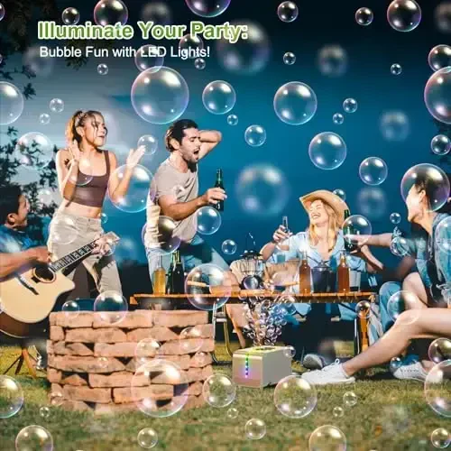 Ednzion LED Bubble Machine for Kids – 20,000+ Bubbles/min, Waterproof Automatic Bubble Blower, Plug-in & Battery Powered, Rose Gold Outdoor Bubble Toy for Parties, Birthdays & Summer Fun - 3