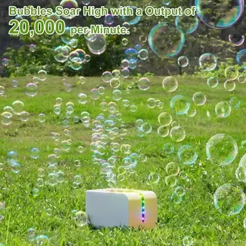 Ednzion LED Bubble Machine for Kids – 20,000+ Bubbles/min, Waterproof Automatic Bubble Blower, Plug-in & Battery Powered, Rose Gold Outdoor Bubble Toy for Parties, Birthdays & Summer Fun - 4