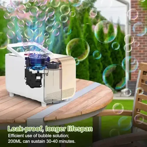 Ednzion LED Bubble Machine for Kids – 20,000+ Bubbles/min, Waterproof Automatic Bubble Blower, Plug-in & Battery Powered, Rose Gold Outdoor Bubble Toy for Parties, Birthdays & Summer Fun - 5