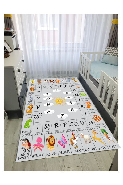 Educational English Children's Play Mat Non-Slip Machine Washable Educational Baby And Children's Room Rug - 1