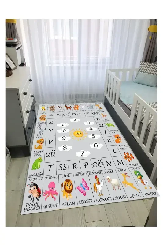 Educational English Children's Play Mat Non-Slip Machine Washable Educational Baby And Children's Room Rug - STY HOME