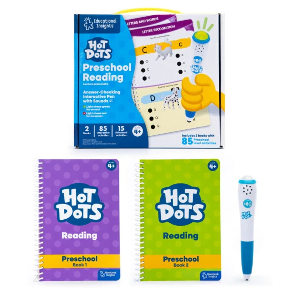 Educational Insights Hot Dots Let's Master Preschool Reading Set, 100 ABC Lessons, Ages 4+ - Modazone