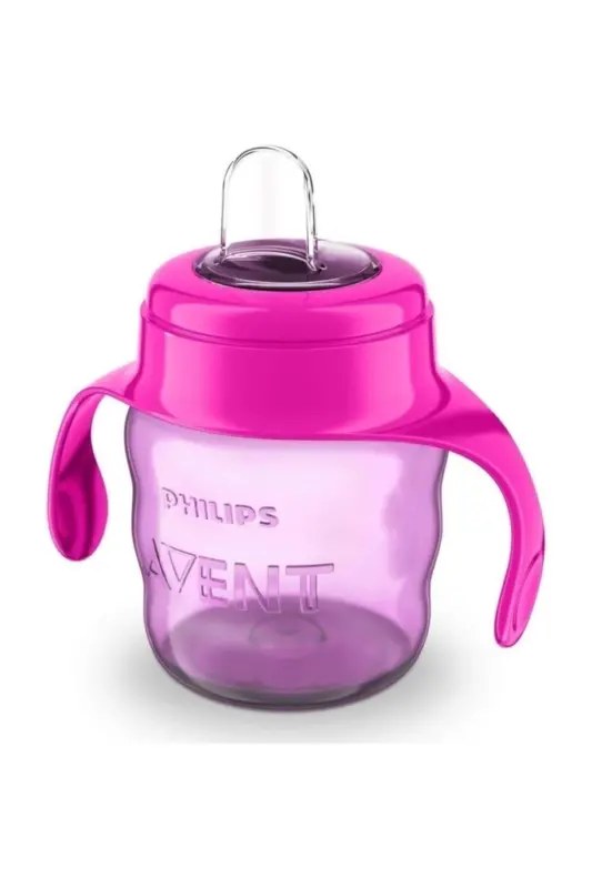 Educational Non-Spill Sippy Cup 200ml Pink Water Bottle - PHILIPS AVENT