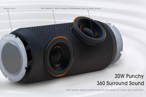 EDUPLINK Bluetooth Speaker, Portable Wireless Speakers, Waterproof IPX7 Speaker, TWS Pairing Stereo, Built in Microphone, Long Playtime for Home, Travel, Black - 3