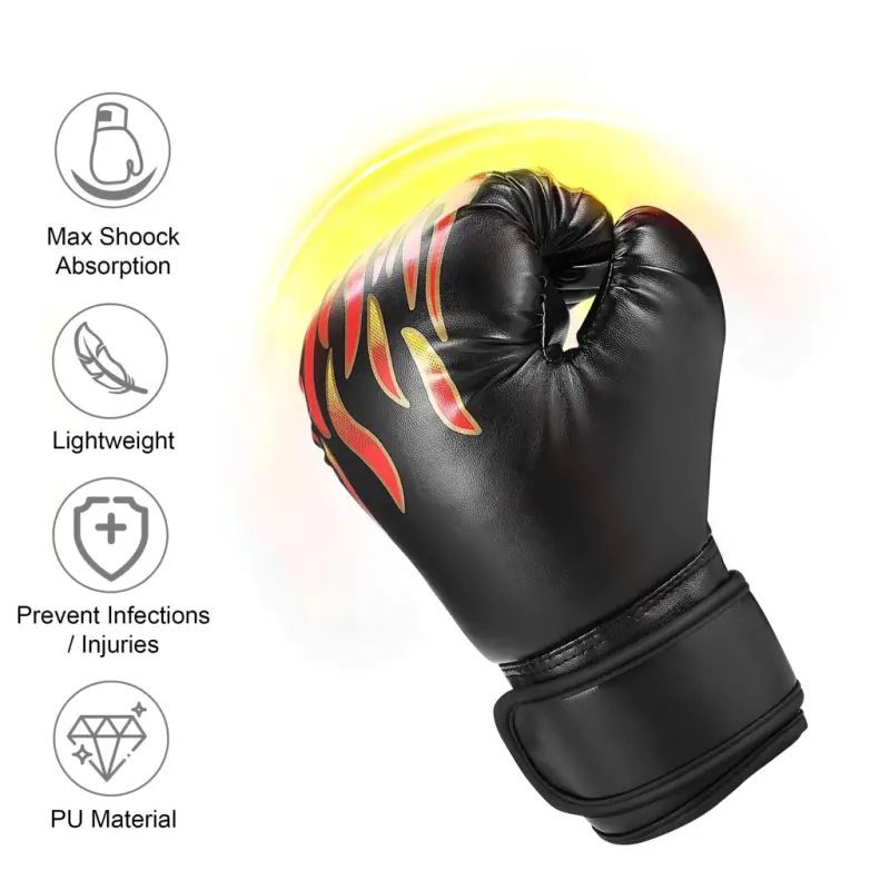 EEEkit Teenager Boxing Gloves, Cartoon PU Leather Sparring Grapple Punch Training Gloves 3oz, Fit 12 to 18 YR-TYPEA: BLACK - 3