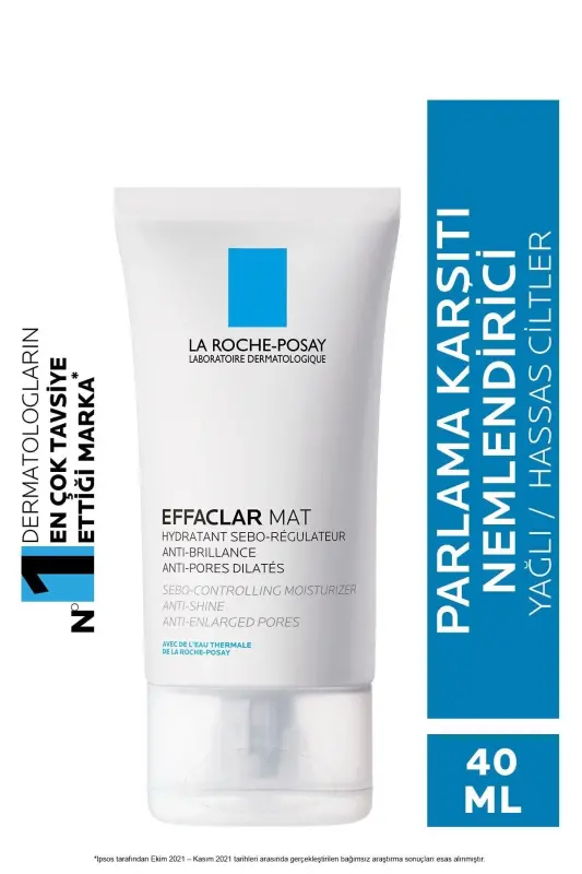 Effaclar Mat Sebum-Regulating Anti-Shine Care Cream for Oily and Acne-Prone Skin 40ml - LA ROCHE POSAY