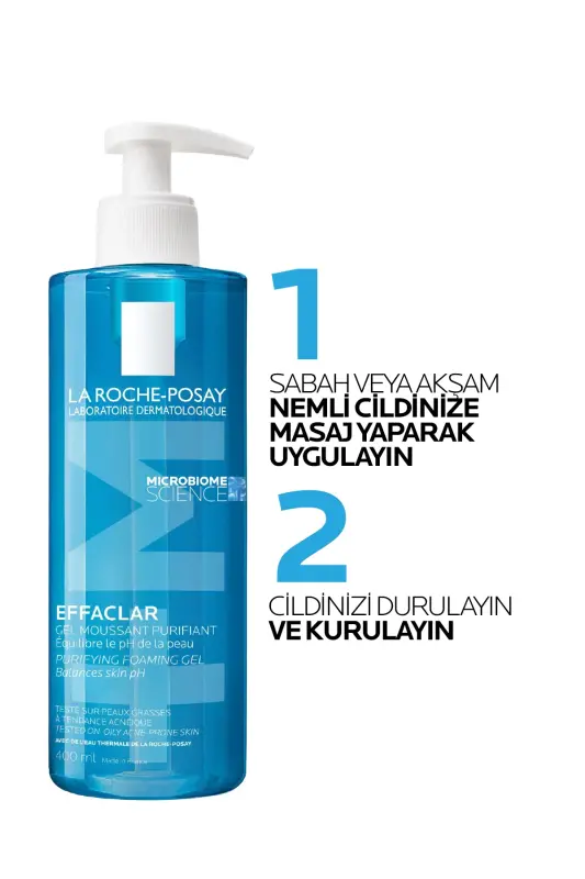 Yağlı ve Akneye Eğilimli Ciltler için Effaclar Yüz Temizleme Jeli 400 ml - 8