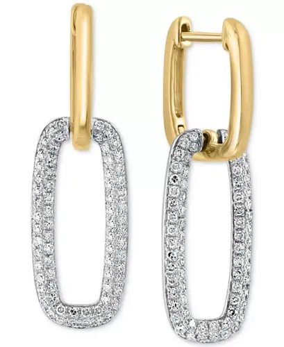 EFFY® Diamond Pavé Link Drop Earrings (5/8 ct. t.w.) in 14k White and Yellow Gold-Two Tone - 1