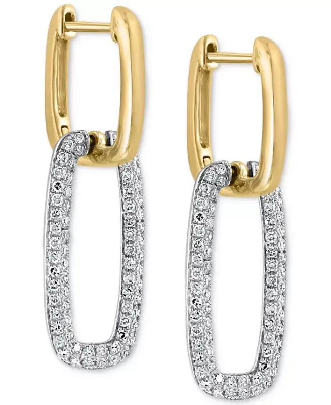 EFFY® Diamond Pavé Link Drop Earrings (5/8 ct. t.w.) in 14k White and Yellow Gold-Two Tone - 4