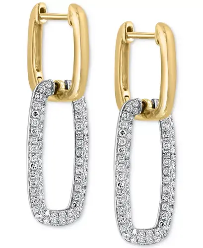 EFFY® Diamond Pavé Link Drop Sirg'alar (5/8 ct. t.w.) 14k Oq va Sariq Oltinda-Ikki Rangli - 4