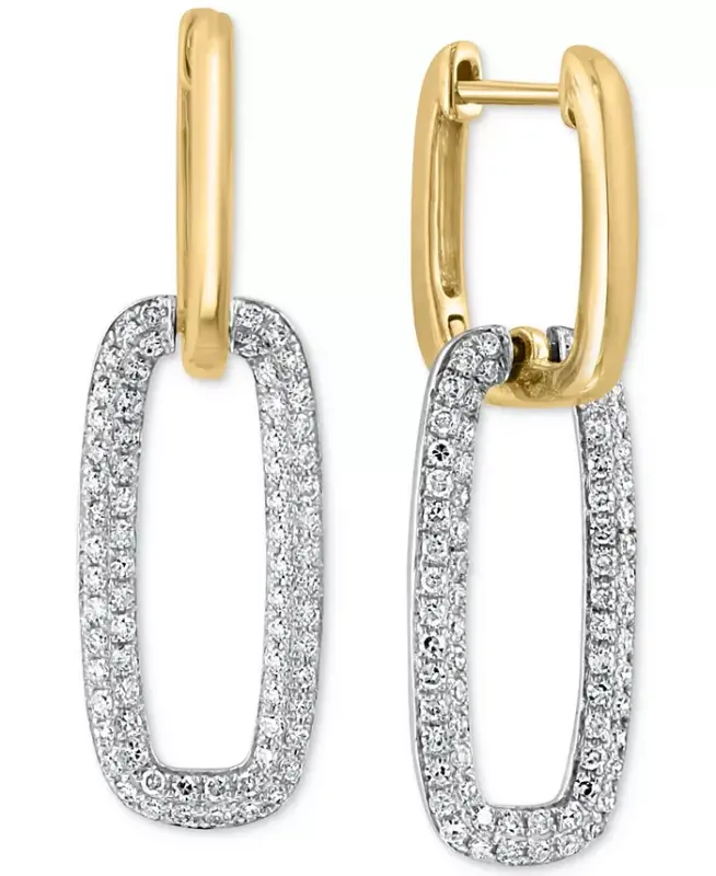 EFFY® Diamond Pavé Link Drop Earrings (5/8 ct. t.w.) in 14k White and Yellow Gold-Two Tone - EFFY COLLECTION