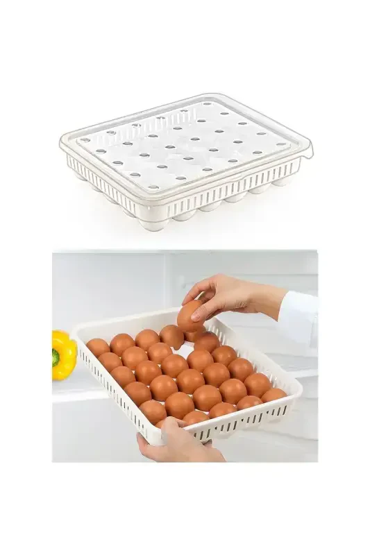 Egg Storage Container 30 Pack 1 Unit, Sterile Egg Tray, Lidded Egg Organizer - 1