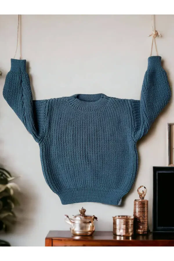 Egiluvchan Triko Ko'ylagi Velo Yaka Oversize Unisex Chaqaloq Bola 1-5 Yosh - 5