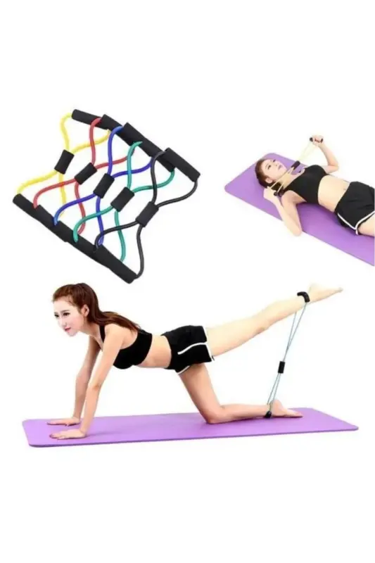 Egzersiz Spor Plates Direnç Bantı Pilates Ipi Jimnastik Lastiği - Karışık - 3