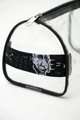 Einstein Desen El Tutmalı Büyük Boy Sİyah Şeffaf Tatil, Plaj, Kozmetik ,makyaj Ve Bakım Çantası-koyusiyah - ROF BAG (1)