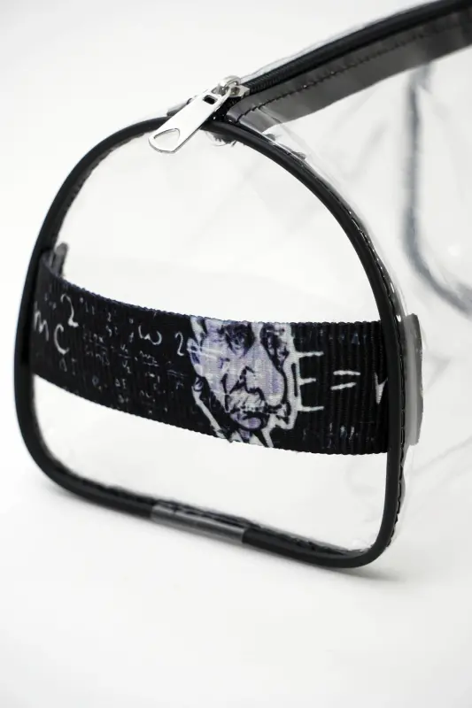 Einstein Desen El Tutmalı Büyük Boy Sİyah Şeffaf Tatil, Plaj, Kozmetik ,makyaj Ve Bakım Çantası-koyusiyah - 2