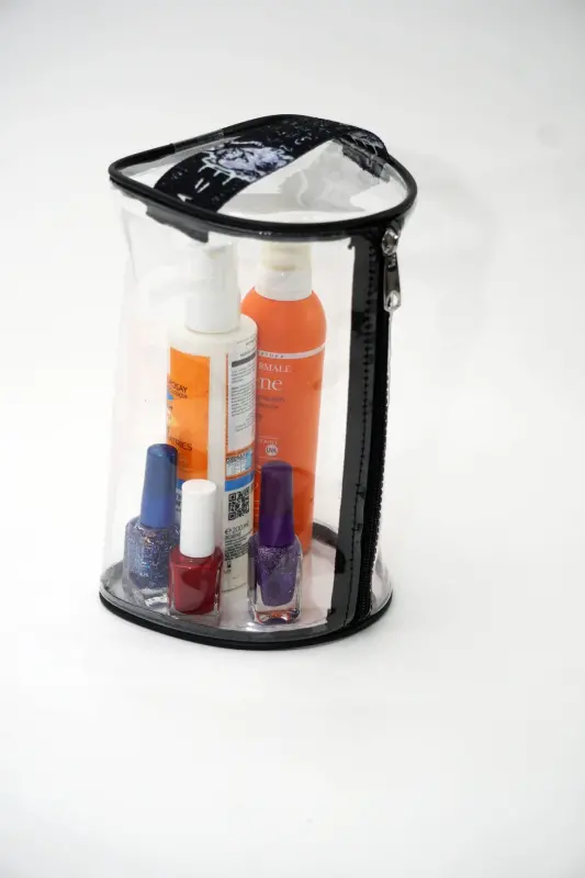 Einstein Desen El Tutmalı Büyük Boy Sİyah Şeffaf Tatil, Plaj, Kozmetik ,makyaj Ve Bakım Çantası-koyusiyah - 4