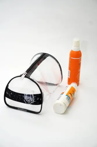 Einstein Desen El Tutmalı Büyük Boy Sİyah Şeffaf Tatil, Plaj, Kozmetik ,makyaj Ve Bakım Çantası-koyusiyah - 6