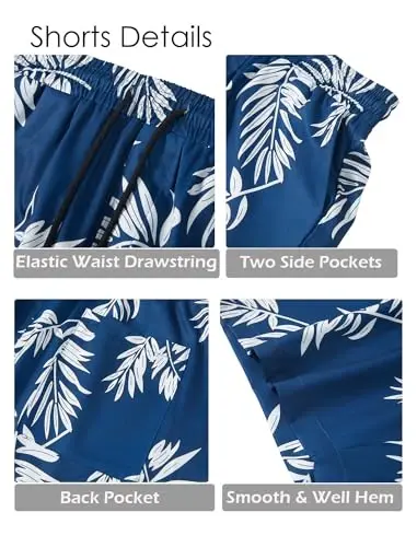 EISHOPEER erkaklar gulli ko'ylaklari Gavayi to'plamlari Kundalik tugmali qisqa yengli ko'ylak va qattiq tez quriydigan plyaj shortilari S-3XL - 4