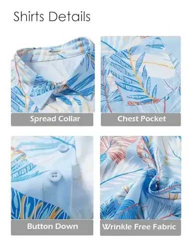 EISHOPEER Men's Flower Shirt Hawaiian Sets Casual Button Down Short Sleeve Shirt and Solid Quick Dry Beach Shorts S-3XL - 3