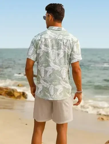 EISHOPEER Men's Flower Shirt Hawaiian Sets Casual Button Down Short Sleeve Shirt and Solid Quick Dry Beach Shorts S-3XL - 4