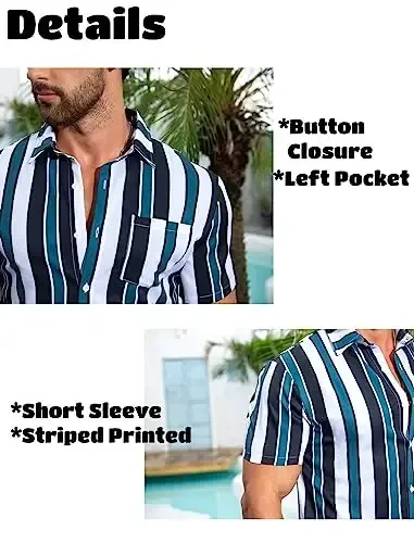 EISHOPEER Men's Flower Shirt Hawaiian Sets Casual Button Down Short Sleeve Shirt and Solid Quick Dry Beach Shorts S-3XL - 3