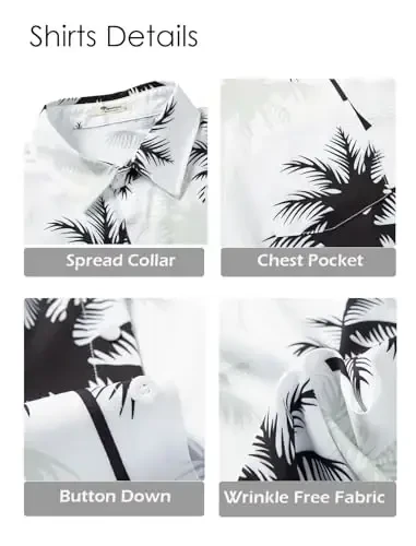 EISHOPEER Men's Flower Shirt Hawaiian Sets Casual Button Down Short Sleeve Shirt and Solid Quick Dry Beach Shorts S-3XL - 3