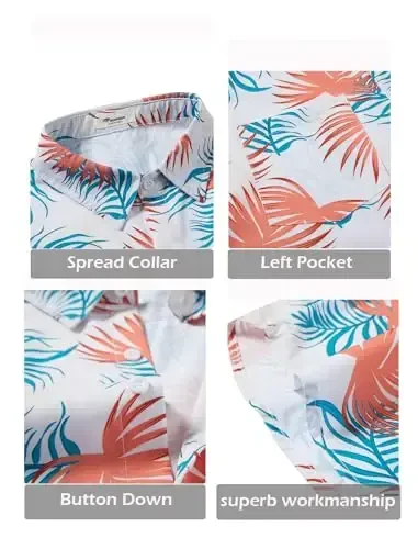 EISHOPEER Men's Flower Shirt Hawaiian Sets Casual Button Down Short Sleeve Shirt and Solid Quick Dry Beach Shorts S-3XL - 5