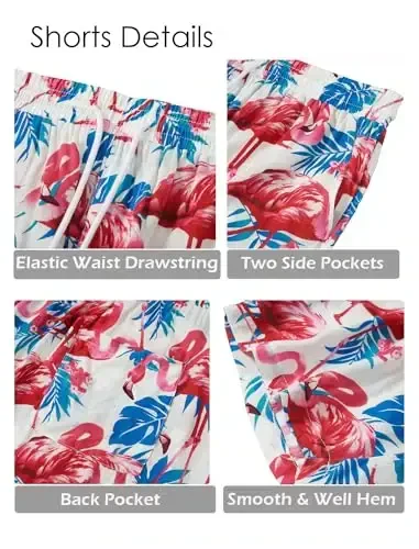 EISHOPEER Men's Flower Shirt Hawaiian Sets Casual Button Down Short Sleeve Shirt and Solid Quick Dry Beach Shorts S-3XL - 5