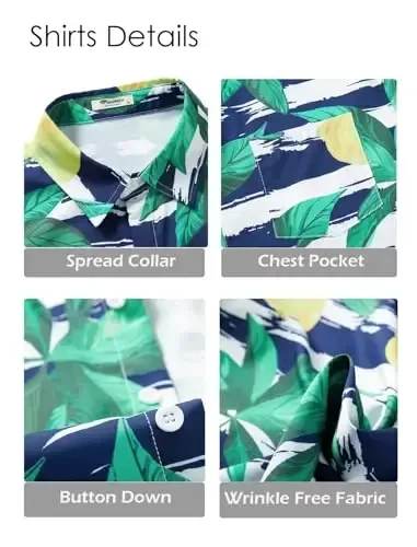 EISHOPEER Men's Flower Shirt Hawaiian Sets Casual Button Down Short Sleeve Shirt and Solid Quick Dry Beach Shorts S-3XL - 3