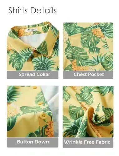 EISHOPEER Men's Flower Shirt Hawaiian Sets Casual Button Down Short Sleeve Shirt and Solid Quick Dry Beach Shorts S-3XL - 3