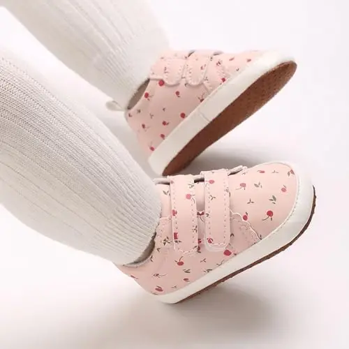 eitwo 2Pairs Baby Shoes,Boys Girls Non-Slip Rubber Sole Sneakers,Unisex Infant Soft Lightweight First Walking Crib Shoes - 2