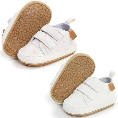 eitwo 2Pairs Baby Shoes,Boys Girls Non-Slip Rubber Sole Sneakers,Unisex Infant Soft Lightweight First Walking Crib Shoes - 1