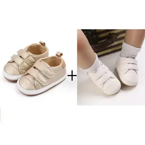 eitwo 2Pairs Baby Shoes,Boys Girls Non-Slip Rubber Sole Sneakers,Unisex Infant Soft Lightweight First Walking Crib Shoes - 3