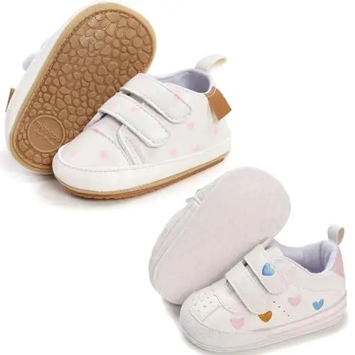 eitwo 2Pairs Baby Shoes,Boys Girls Non-Slip Rubber Sole Sneakers,Unisex Infant Soft Lightweight First Walking Crib Shoes - 1