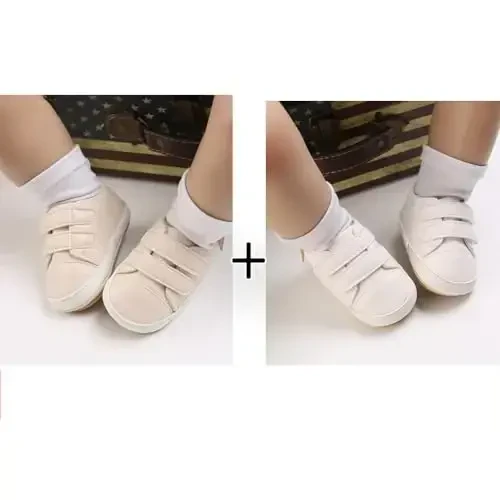 eitwo 2Pairs Baby Shoes,Boys Girls Non-Slip Rubber Sole Sneakers,Unisex Infant Soft Lightweight First Walking Crib Shoes - 3