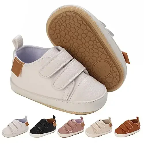 eitwo 2Pairs Baby Shoes,Boys Girls Non-Slip Rubber Sole Sneakers,Unisex Infant Soft Lightweight First Walking Crib Shoes 