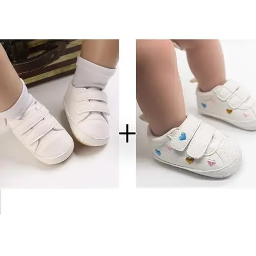 eitwo 2Pairs Baby Shoes,Boys Girls Non-Slip Rubber Sole Sneakers,Unisex Infant Soft Lightweight First Walking Crib Shoes - 3