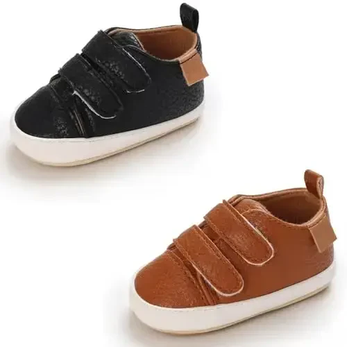 eitwo 2Pairs Baby Shoes,Boys Girls Non-Slip Rubber Sole Sneakers,Unisex Infant Soft Lightweight First Walking Crib Shoes - 6