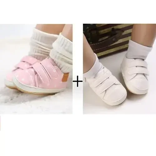 eitwo 2Pairs Baby Shoes,Boys Girls Non-Slip Rubber Sole Sneakers,Unisex Infant Soft Lightweight First Walking Crib Shoes - 3