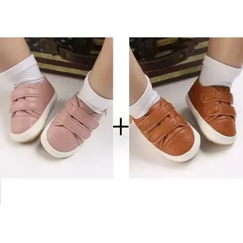 eitwo 2Pairs Baby Shoes,Boys Girls Non-Slip Rubber Sole Sneakers,Unisex Infant Soft Lightweight First Walking Crib Shoes - 2