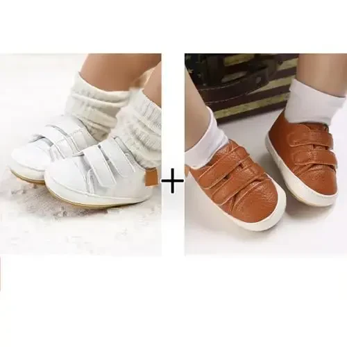 eitwo 2Pairs Baby Shoes,Boys Girls Non-Slip Rubber Sole Sneakers,Unisex Infant Soft Lightweight First Walking Crib Shoes - 2