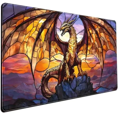 Dragon Desk Mat Large Mouse Pad XXL Extended Gaming, Gamer Gift Play Mat Desk Mousepad with Stitched Edges, Keyboard Mouse Mat for Work Game Office 31.5x15.7 in-Gift for Boyfriend or Son 