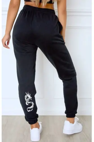 EJDERHAA Kadın Siyah Yüksek Belli Jogger Eşofman Altı - SİYAH - DURAN SPORT (1)